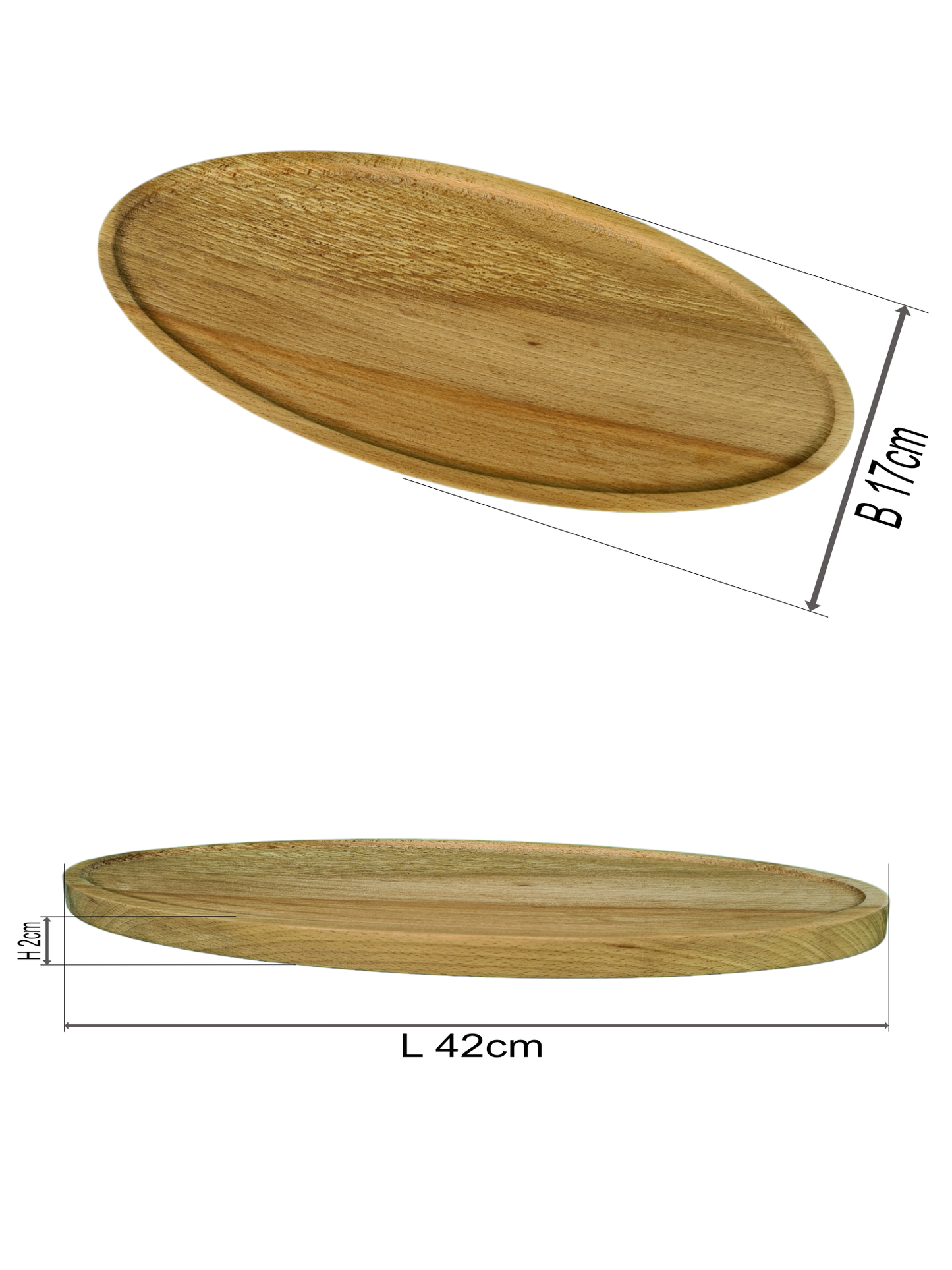 Servierplatte Buche 42x17cm